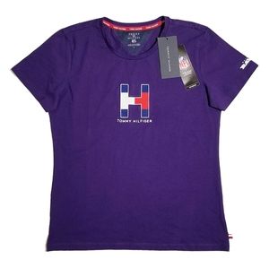 Tommy Hilfiger NFL Womens Baltimore Ravens Flocked T-Shirt Purple Size SMALL New